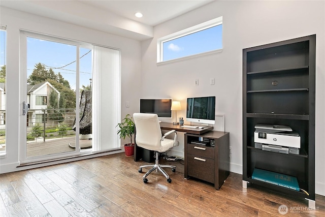 4113 Palatine Ave N, Seattle, WA 98103 - office area featuring wood finished floors and recessed lighting