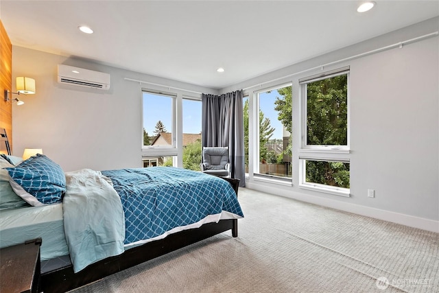 4113 Palatine Ave N, Seattle, WA 98103 - carpeted bedroom featuring a wall unit AC and recessed lighting