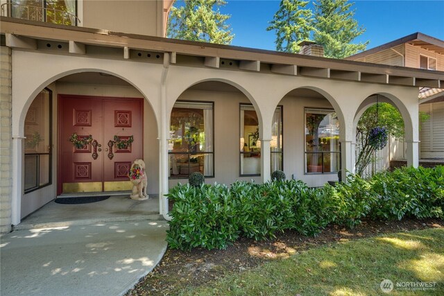 3500 SW 325th St, Federal Way, WA 98023 - entrance to property with a chimney, covered porch, and stucco siding