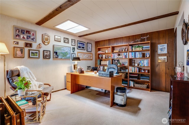 3500 SW 325th St, Federal Way, WA 98023 - carpeted office featuring wooden walls and beamed ceiling