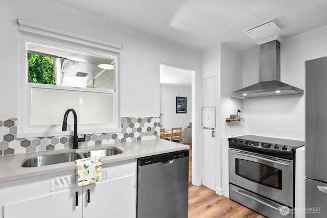 1528 NE 166th St, Shoreline, WA 98155 - kitchen featuring appliances with stainless steel finishes, wall chimney exhaust hood, tasteful backsplash, and light countertops