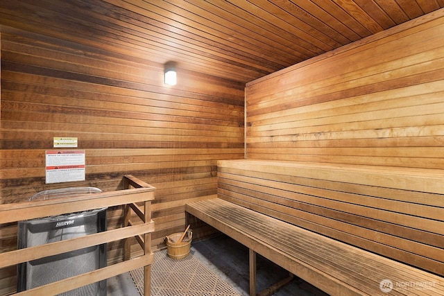 910 Lenora St Unit S403, Seattle, WA 98121 - sauna / steam room featuring wood ceiling and wooden walls