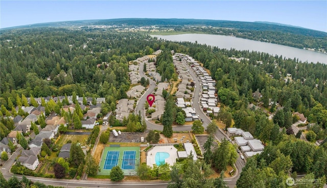 2514 174th Ave NE, Redmond, WA 98052 - aerial view of residential area featuring a heavily wooded area and a nearby body of water