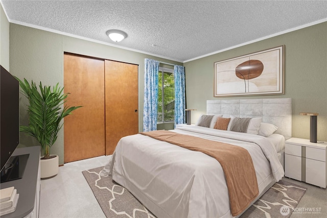2514 174th Ave NE, Redmond, WA 98052 - carpeted bedroom with a textured ceiling and ornamental molding
