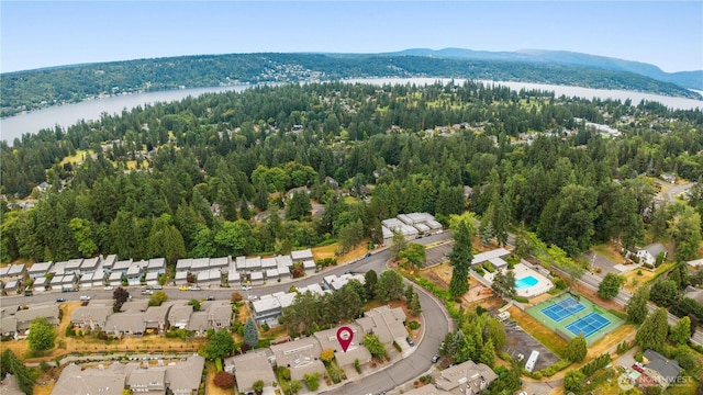 2514 174th Ave NE, Redmond, WA 98052 - drone / aerial view of a water and mountain view and a heavily wooded area