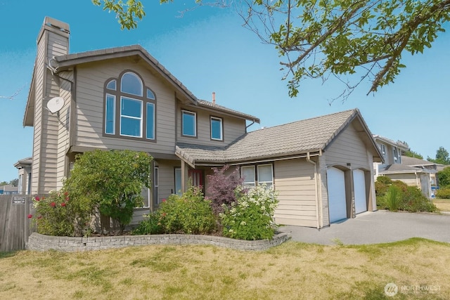 34801 30th Ave SW, Federal Way, WA 98023 - view of front facade with a chimney, an attached garage, and driveway