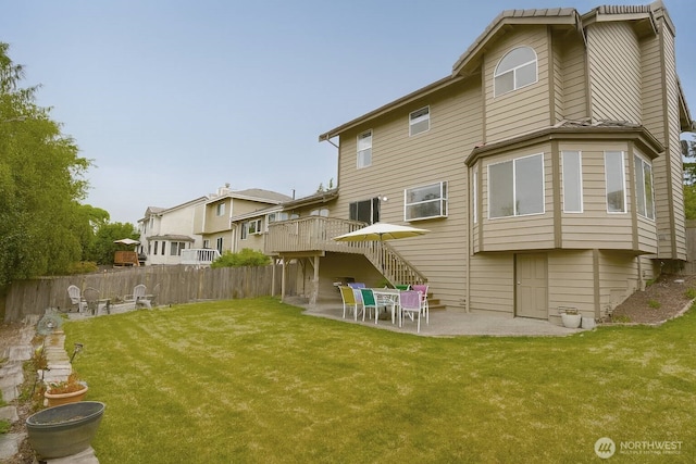 34801 30th Ave SW, Federal Way, WA 98023 - rear view of house featuring a patio area, a lawn, and a deck