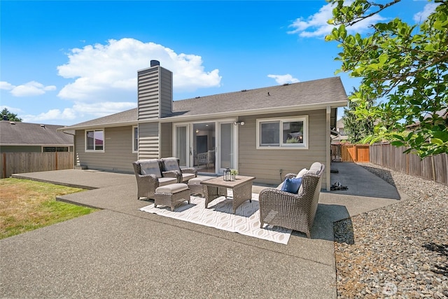 23303 13th Pl W, Bothell, WA 98021 - back of house with a patio, a fenced backyard, outdoor lounge area, and a chimney