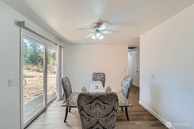 721 S 304th St, Federal Way, WA 98003 - dining room featuring a ceiling fan and wood finished floors