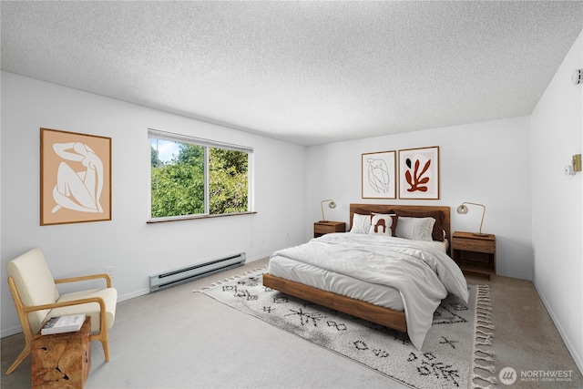 24814 SE 145th Ln, Kent, WA 98042 - bedroom with a baseboard radiator, carpet floors, and a textured ceiling