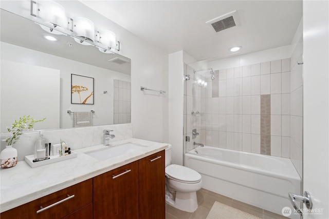 2911 2nd Ave Unit 1117, Seattle, WA 98121 - bathroom featuring vanity, tile patterned floors,  shower combination, and recessed lighting