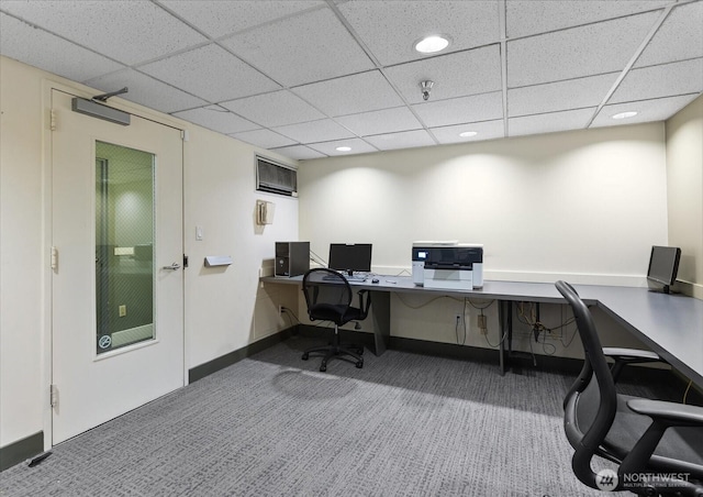 1415 2nd Ave NE Unit 1801, Seattle, WA 98101 - carpeted home office featuring a drop ceiling, built in desk, and recessed lighting