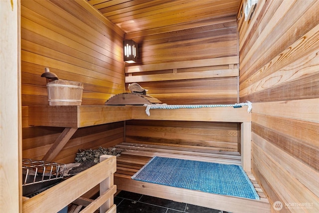 7707 42nd Ave E, Tacoma, WA 98443 - relaxing sauna with wood walls, tile patterned floors, and wood ceiling