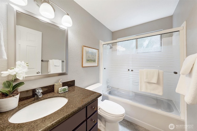 207 215th St SE, Bothell, WA 98021 - full bath with vanity, enclosed tub / shower combo, and a textured wall