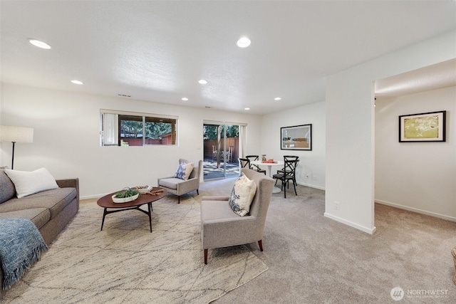 207 215th St SE, Bothell, WA 98021 - living room featuring recessed lighting and carpet floors
