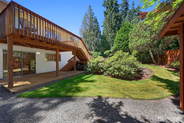 207 215th St SE, Bothell, WA 98021 - view of yard with a wooden deck and stairs