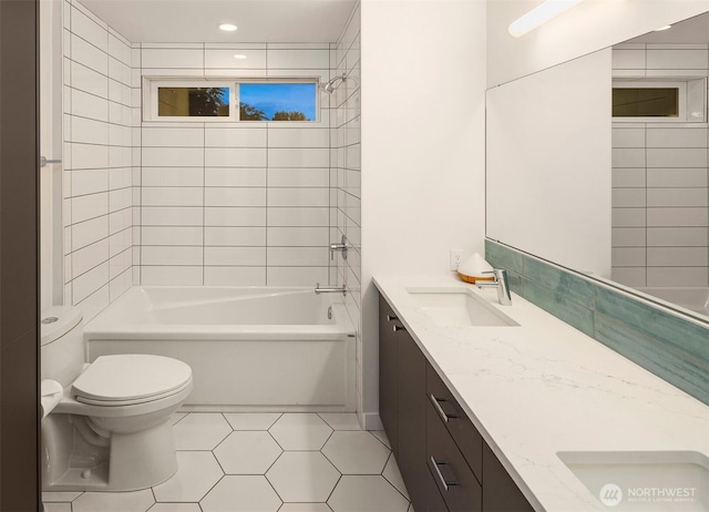 7503 32nd Ave NE, Seattle, WA 98115 - full bath featuring vanity, tile patterned flooring, shower / washtub combination, and recessed lighting