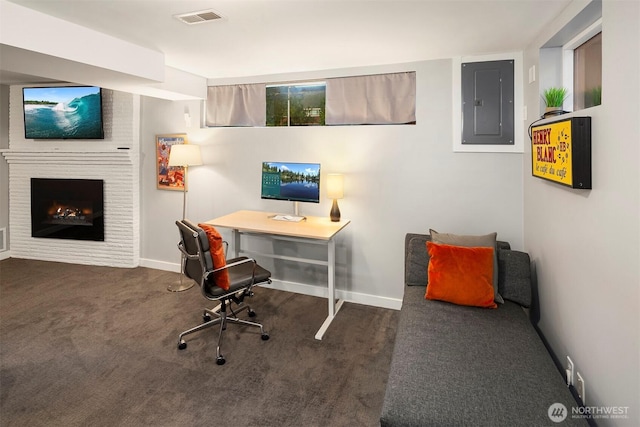 7503 32nd Ave NE, Seattle, WA 98115 - office space featuring electric panel, carpet floors, and a fireplace