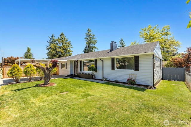 1316 115th St S, Tacoma, WA 98444 - single story home with a chimney, a fenced backyard, and a shingled roof