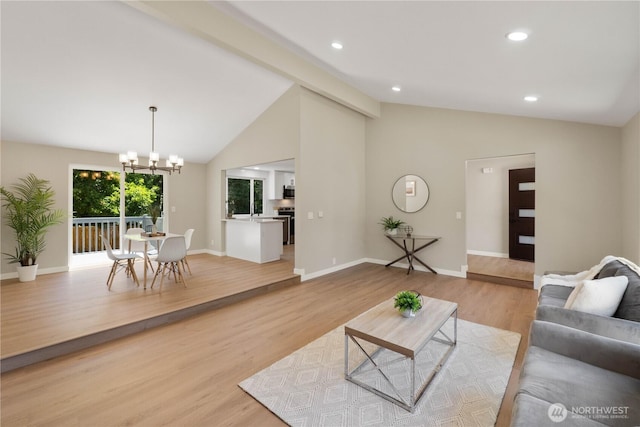 31228 47th Pl SW, Federal Way, WA 98023 - living room with a chandelier, light wood-style floors, and recessed lighting
