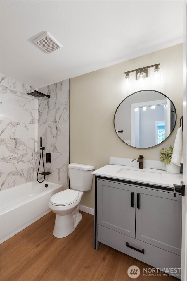 31228 47th Pl SW, Federal Way, WA 98023 - full bath featuring vanity, wood finished floors, and shower / bathtub combination