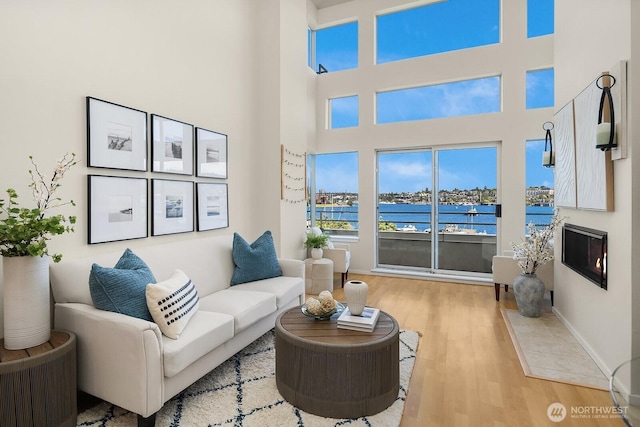 2400 8th Ave N Unit 2, Seattle, WA 98109 - living room featuring plenty of natural light, wood finished floors, and a water view