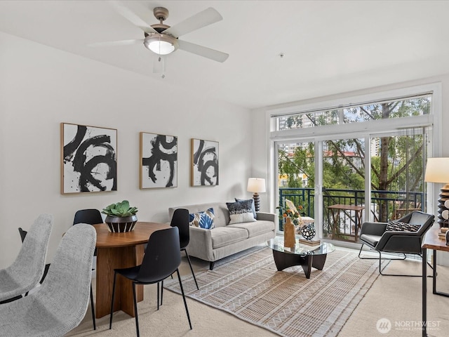 2415 2nd Ave Unit 541, Seattle, WA 98121 - living area featuring a ceiling fan