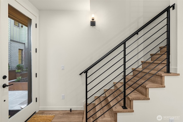 112C 2nd St S, Kirkland, WA 98033 - staircase featuring plenty of natural light and wood finished floors