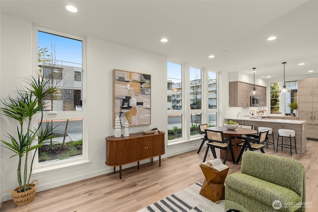 112C 2nd St S, Kirkland, WA 98033 - living area featuring plenty of natural light, recessed lighting, and light wood-style flooring