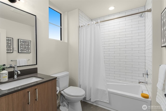 112C 2nd St S, Kirkland, WA 98033 - bathroom with vanity, shower / tub combo, and recessed lighting