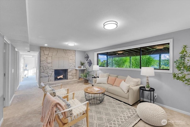 619 8th Ave S, Edmonds, WA 98020 - living room with baseboards and a stone fireplace