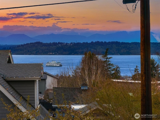 619 8th Ave S, Edmonds, WA 98020 - water view featuring a mountainous background and a heavily wooded area
