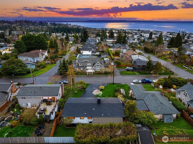 619 8th Ave S, Edmonds, WA 98020 - aerial view at dusk of a residential view and a water view