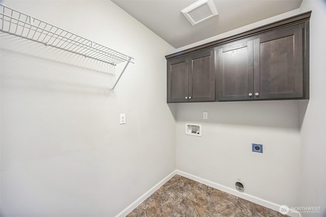 4749 NE Waxwing Ct, Lacey, WA 98516 - laundry area featuring electric dryer hookup, washer hookup, and cabinet space