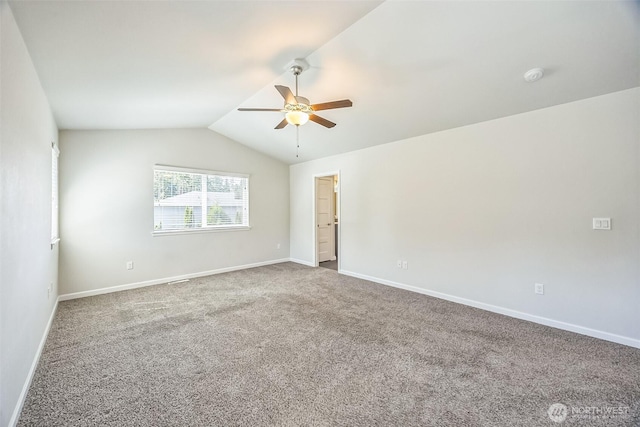 4749 NE Waxwing Ct, Lacey, WA 98516 - carpeted spare room featuring a ceiling fan, lofted ceiling, and a smoke detector