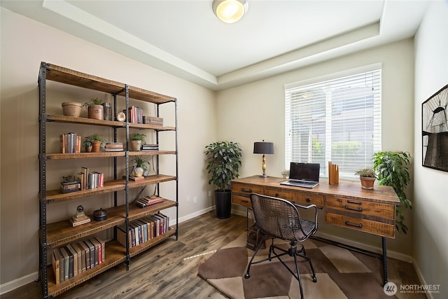 4749 NE Waxwing Ct, Lacey, WA 98516 - office area featuring baseboards and wood finished floors
