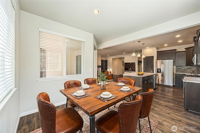 4749 NE Waxwing Ct, Lacey, WA 98516 - dining area with dark wood-type flooring and recessed lighting