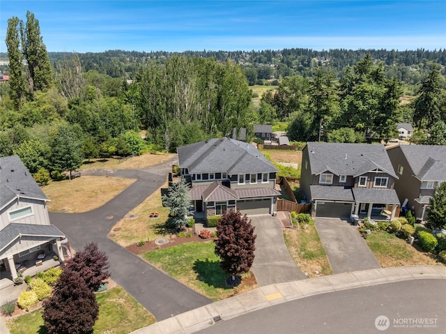 6821 9th St E, Fife, WA 98424 - aerial perspective of suburban area featuring a heavily wooded area