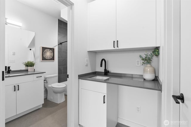 1327 N 185th St Unit A, Shoreline, WA 98133 - bathroom featuring vanity, finished concrete flooring, and shower / tub combination