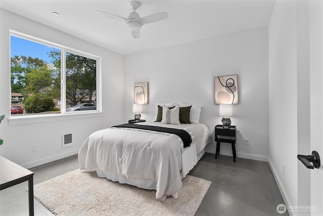 1327 N 185th St Unit A, Shoreline, WA 98133 - bedroom featuring finished concrete flooring and ceiling fan
