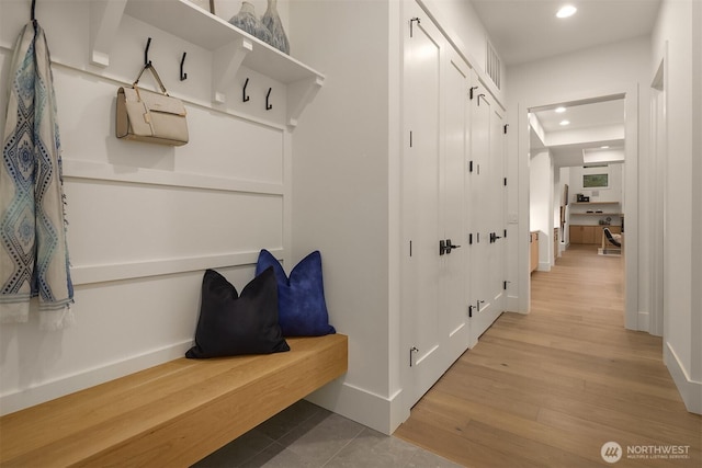 15734 SE 25th St, Bellevue, WA 98008 - mudroom with recessed lighting and light wood-style flooring