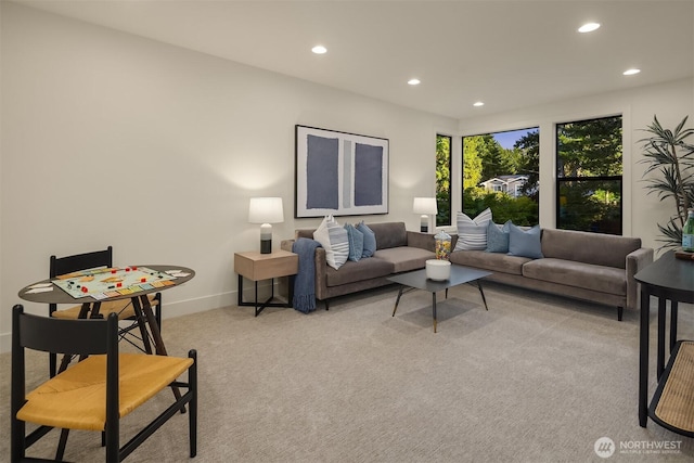 15734 SE 25th St, Bellevue, WA 98008 - carpeted living area featuring recessed lighting and baseboards