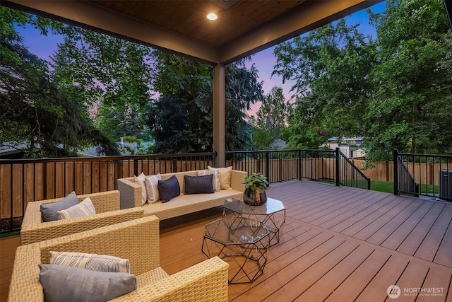 15734 SE 25th St, Bellevue, WA 98008 - deck at dusk featuring an outdoor hangout area