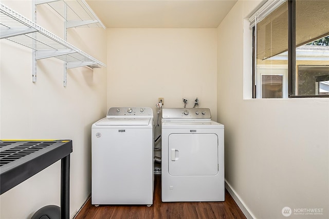 20632 76th Ave W Unit 4, Edmonds, WA 98026 - laundry room featuring washer and clothes dryer and dark wood-type flooring