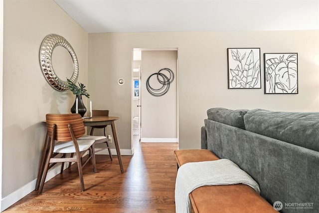 8153 34th Ave SW, Seattle, WA 98126 - living room featuring baseboards and wood finished floors