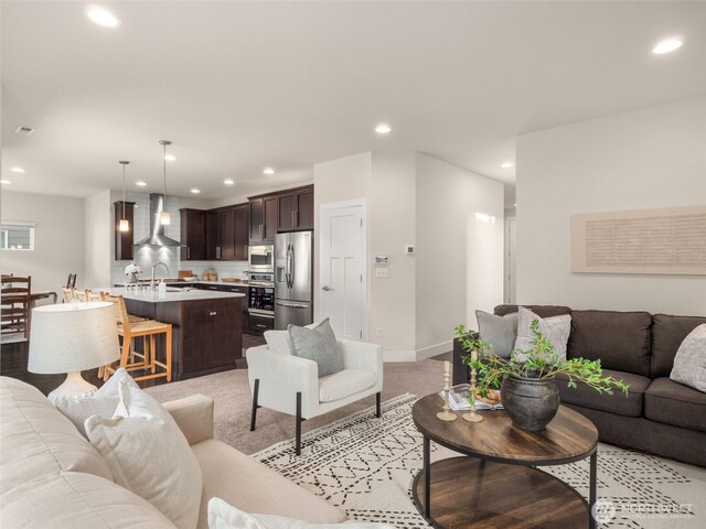 4419 141st Pl SE, Snohomish, WA 98296 - living area with recessed lighting and light colored carpet