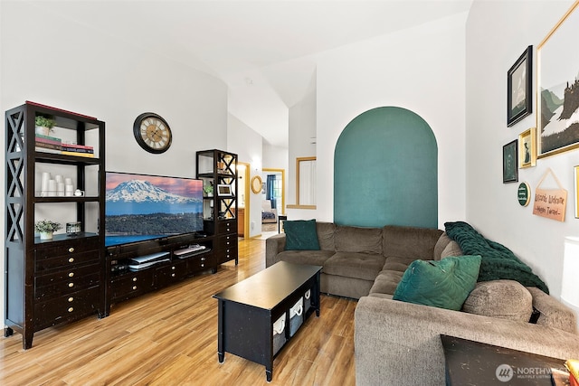 6036 Park St E, Fife, WA 98424 - living area featuring wood finished floors and high vaulted ceiling