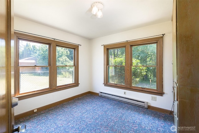 314 E 2nd St, Port Angeles, WA 98362 - spare room featuring a baseboard radiator, plenty of natural light, and carpet floors
