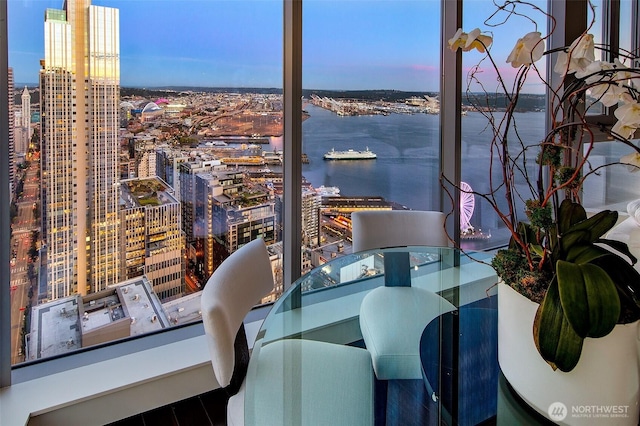 1521 2nd Ave Unit 3801, Seattle, WA 98101 - dining area with a view of city and a water view