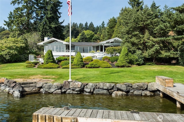 4802 E Mercer Way, Mercer Island, WA 98040 - dock area featuring a lawn and a water view
